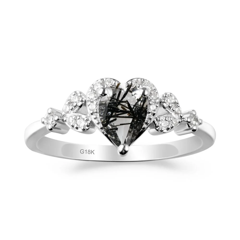 Pear Shaped Black Rutilated Quartz Heart Ring - Image 7