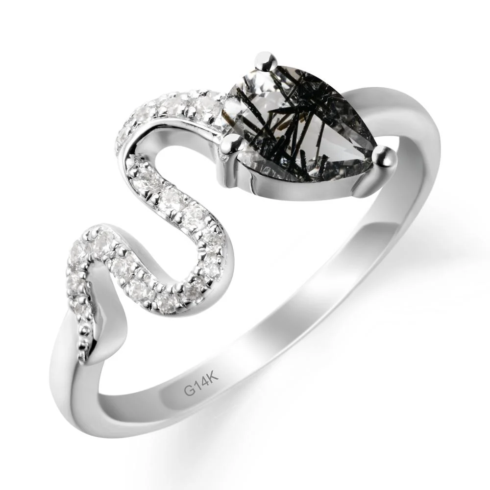 Pear Shaped Black Rutilated Quartz Serpent Ring - Image 3