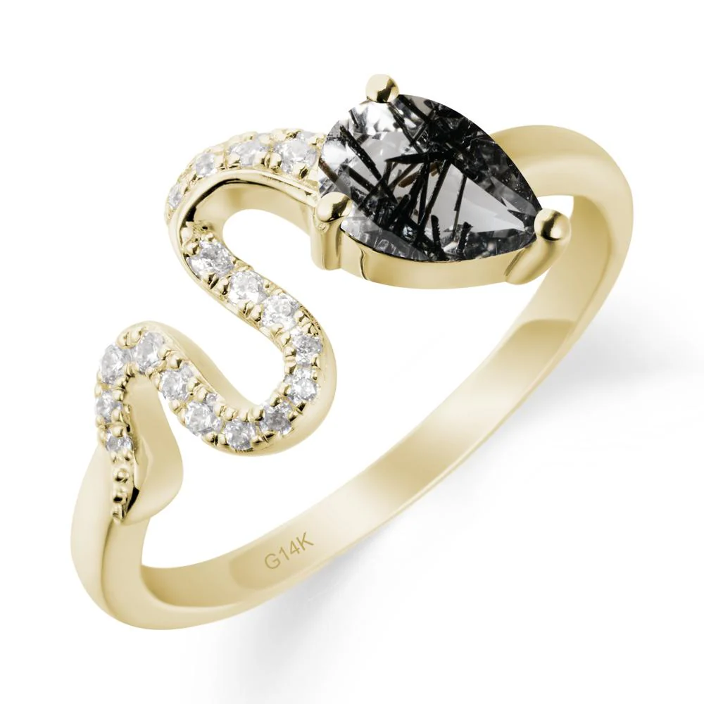 Pear Shaped Black Rutilated Quartz Serpent Ring - Image 4