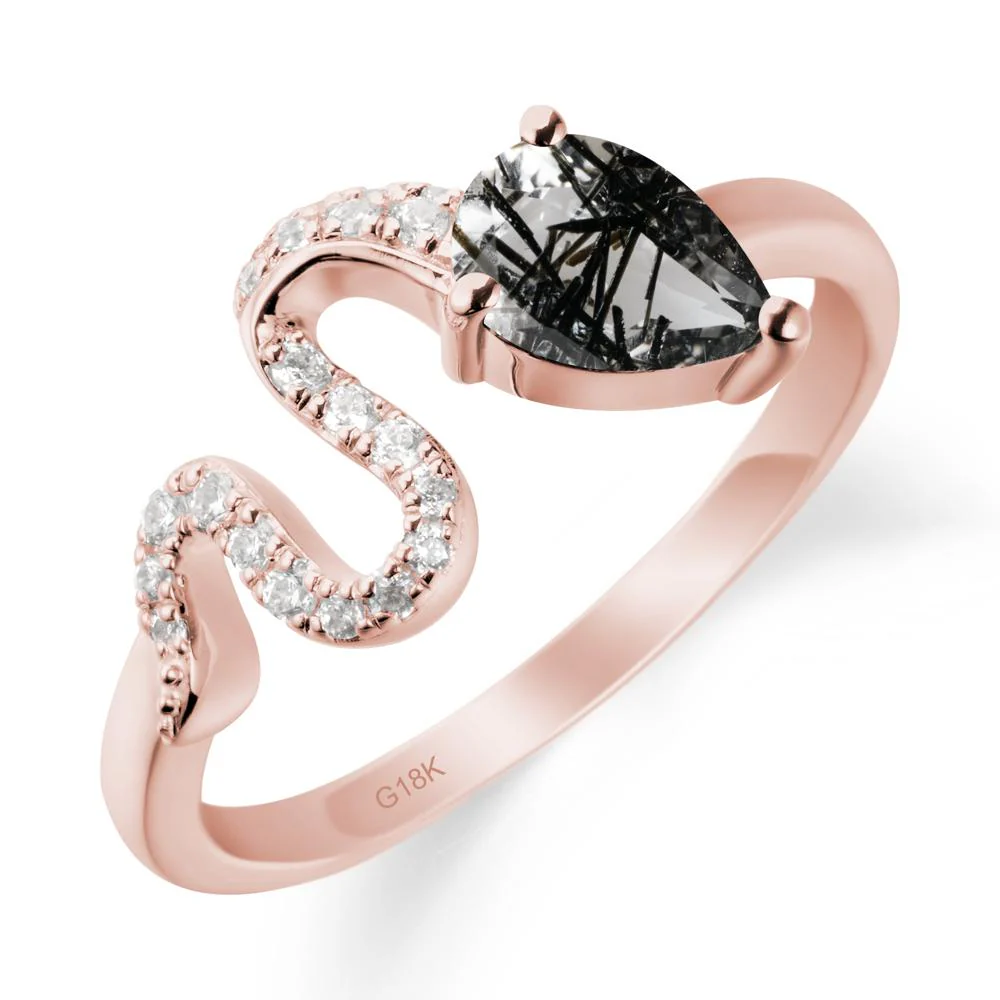 Pear Shaped Black Rutilated Quartz Serpent Ring - Image 5