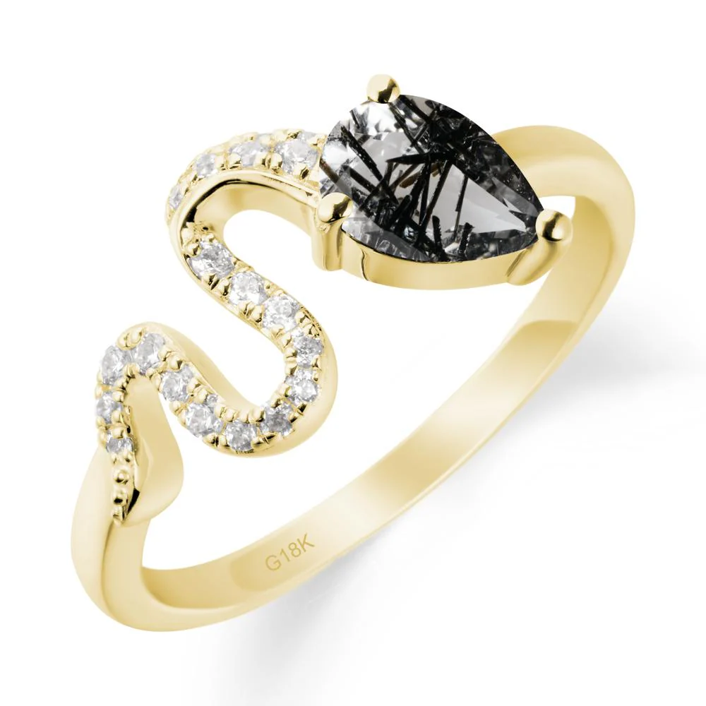 Pear Shaped Black Rutilated Quartz Serpent Ring - Image 7
