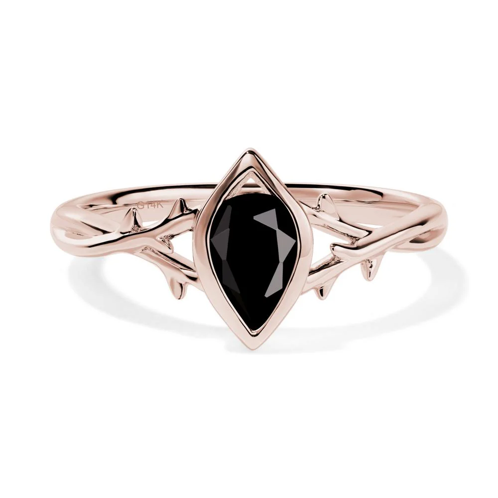 Black Spinel Twig Bezel Set Ring - Image 2