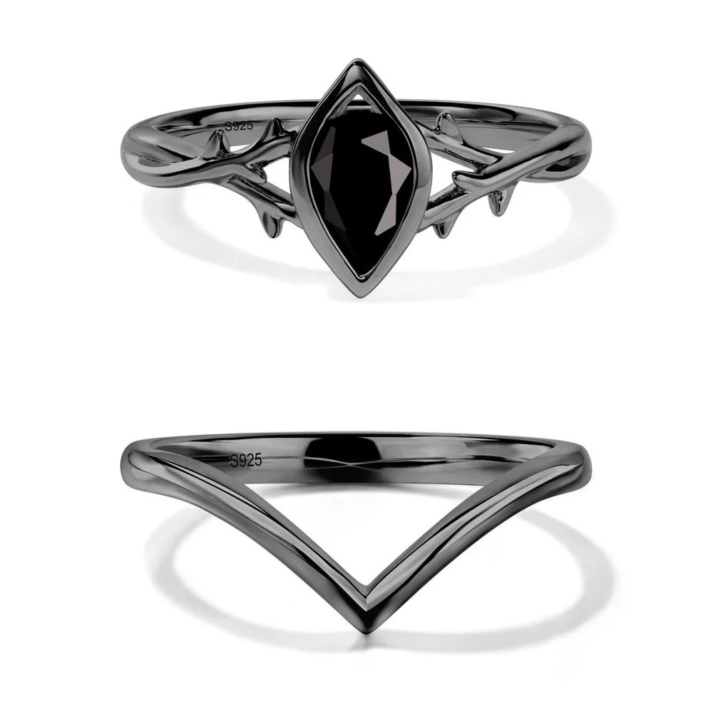Black Spinel Twig Bezel Set Ring - Image 23