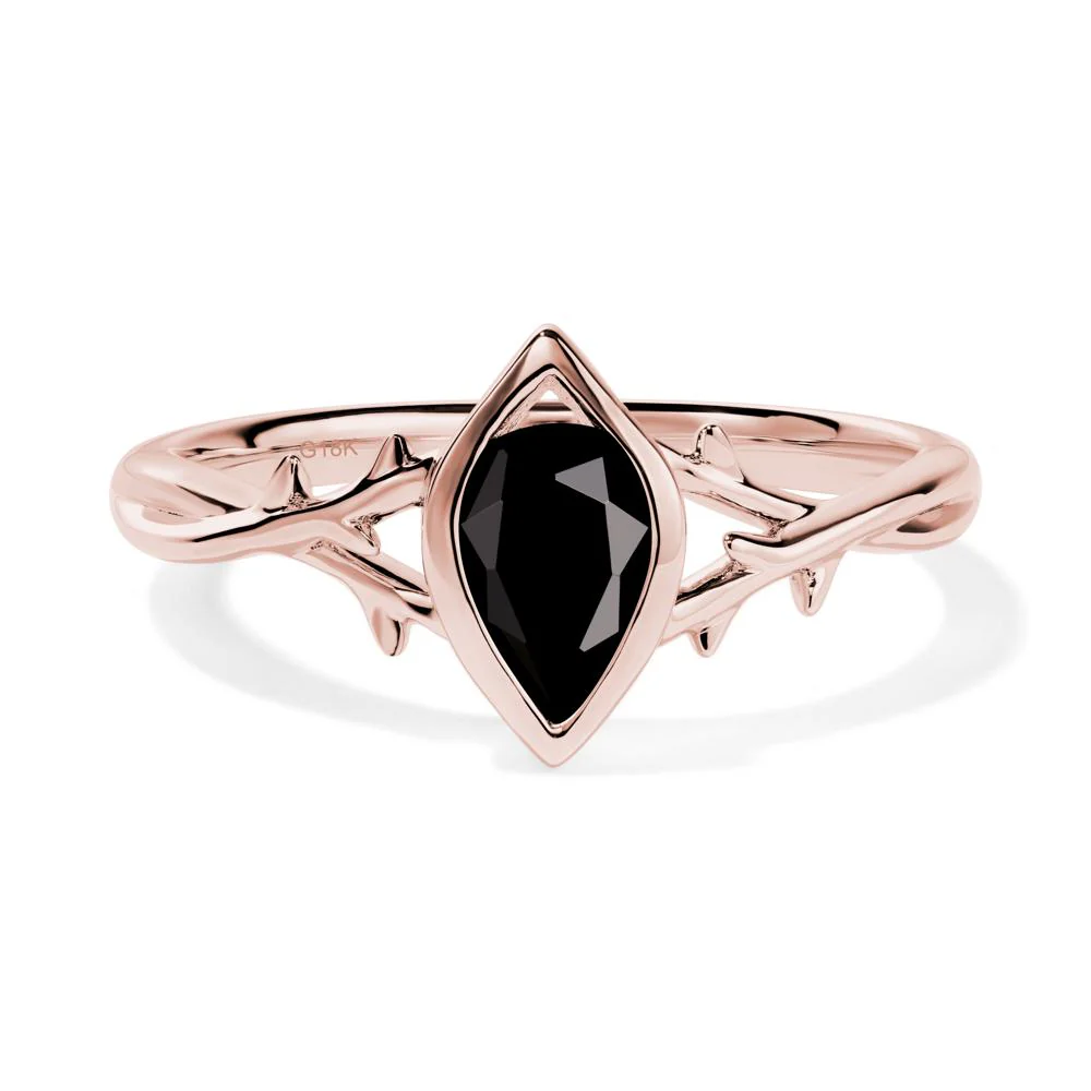 Black Spinel Twig Bezel Set Ring - Image 4