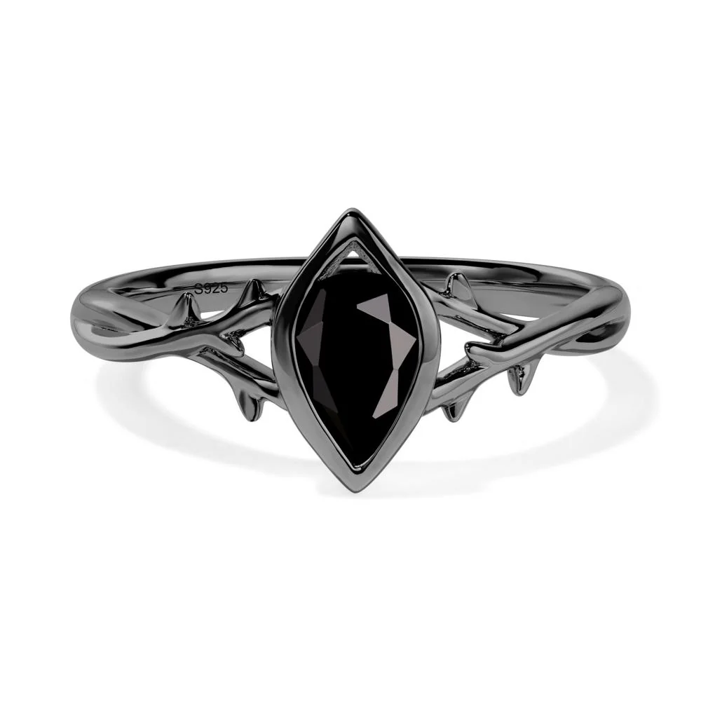Black Spinel Twig Bezel Set Ring - Image 5