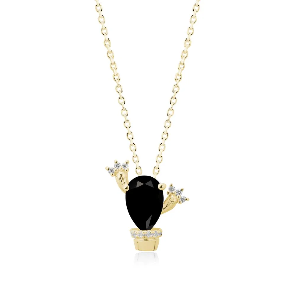 Pear Shaped Black Spinel Cactus Pendant - Image 6