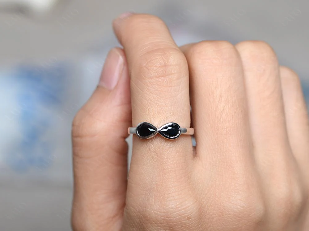 Black Spinel Infinity Engagement Ring - Image 13