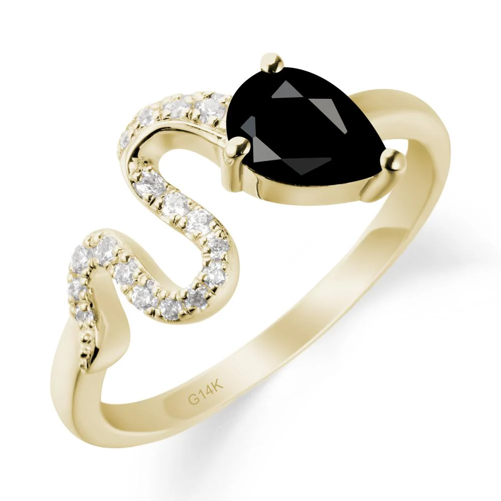 Pear Shaped Black Spinel Snake Ring - Image 4