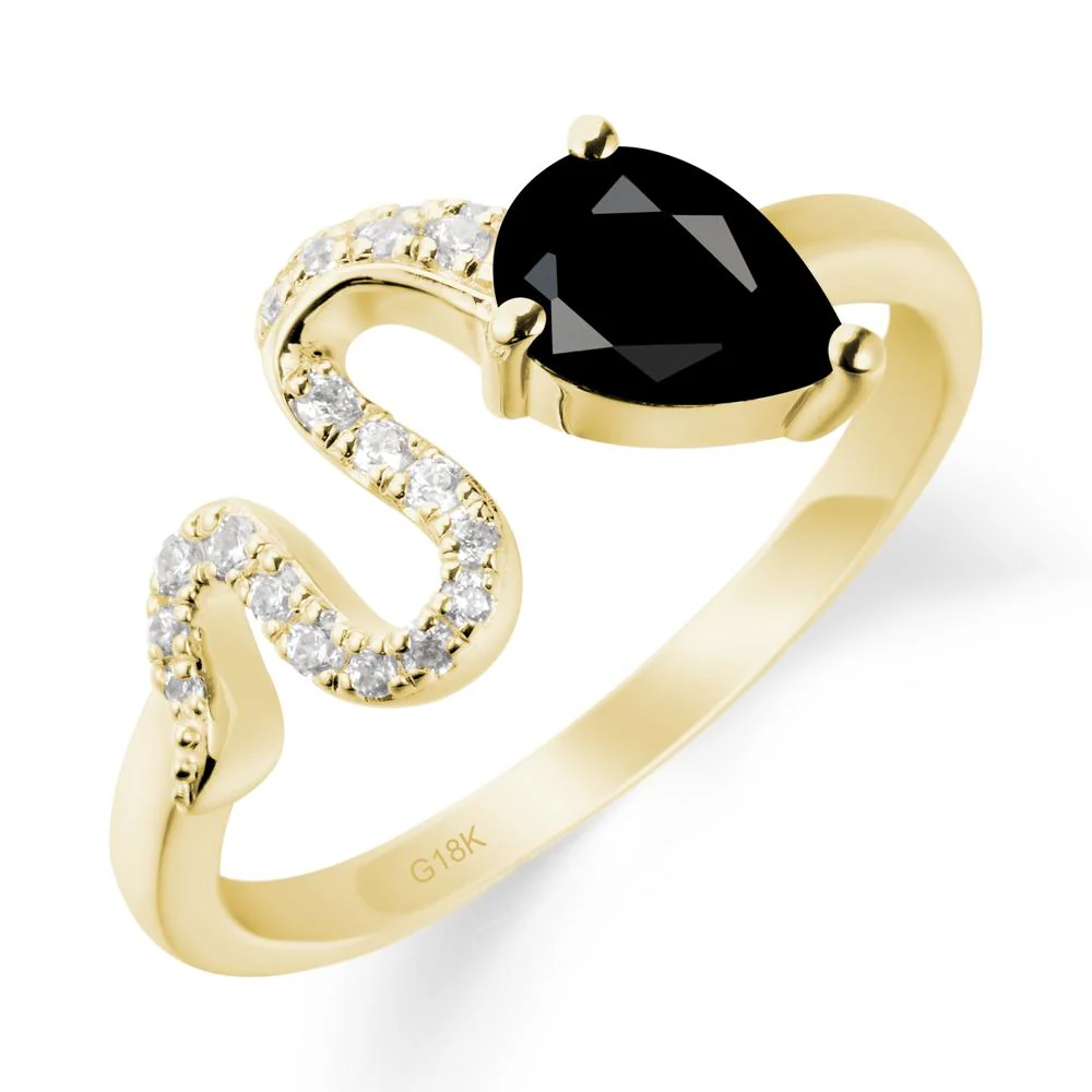 Pear Shaped Black Spinel Snake Ring - Image 7