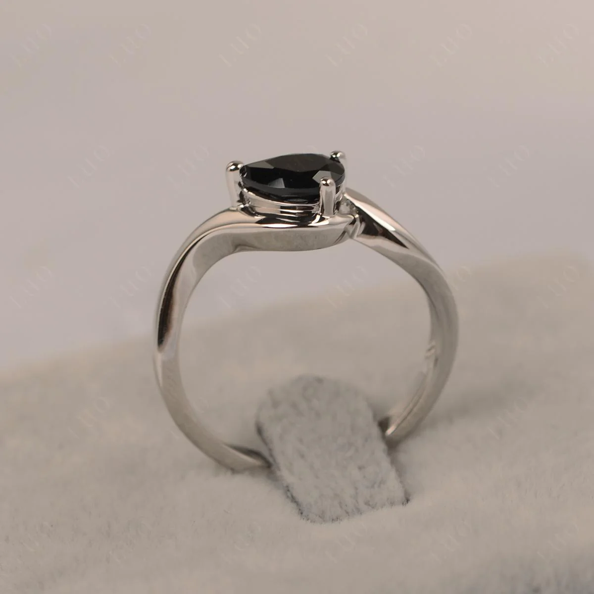 Pear Shaped Black Spinel East West Solitaire Ring - Image 11