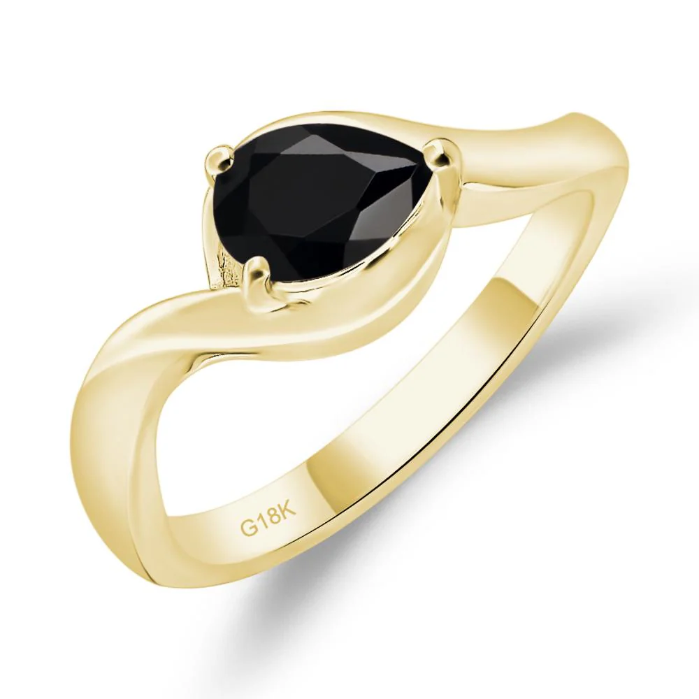 Pear Shaped Black Spinel East West Solitaire Ring - Image 8