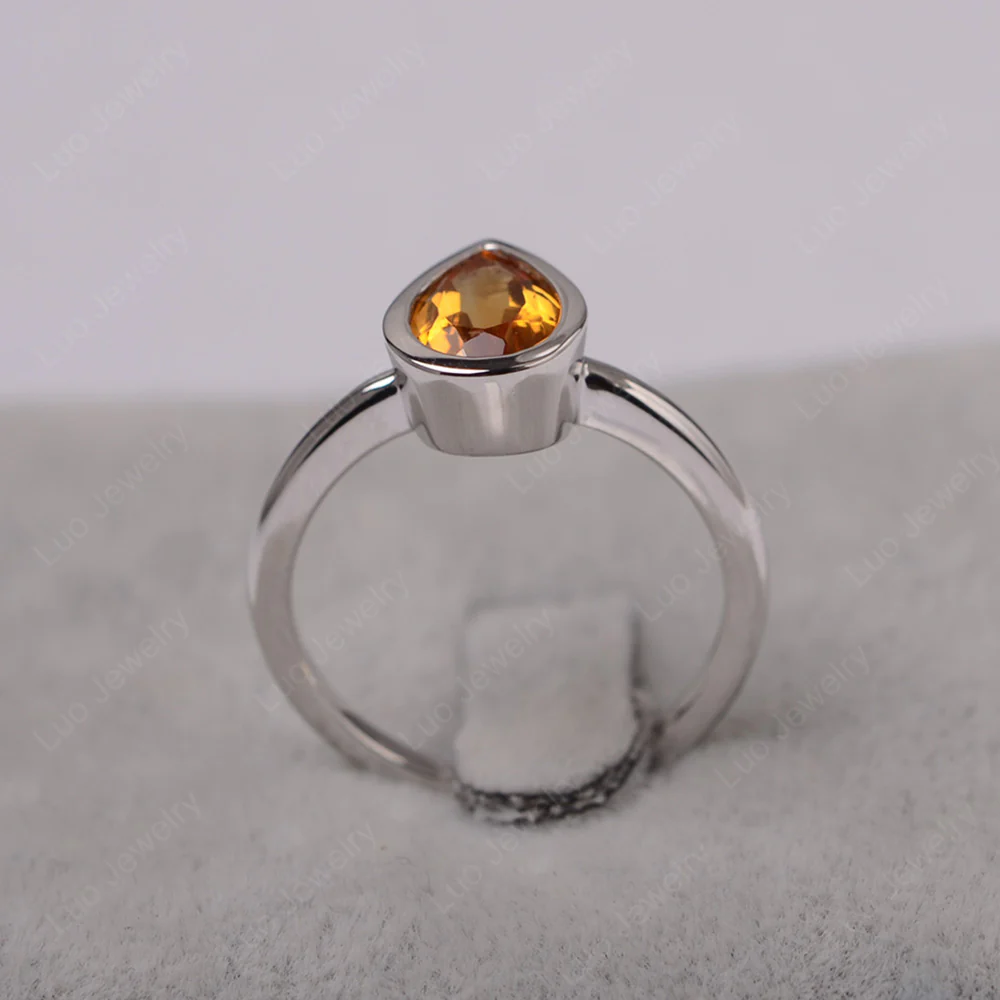 Pear Shaped Citrine Bezel Set Ring - Image 3