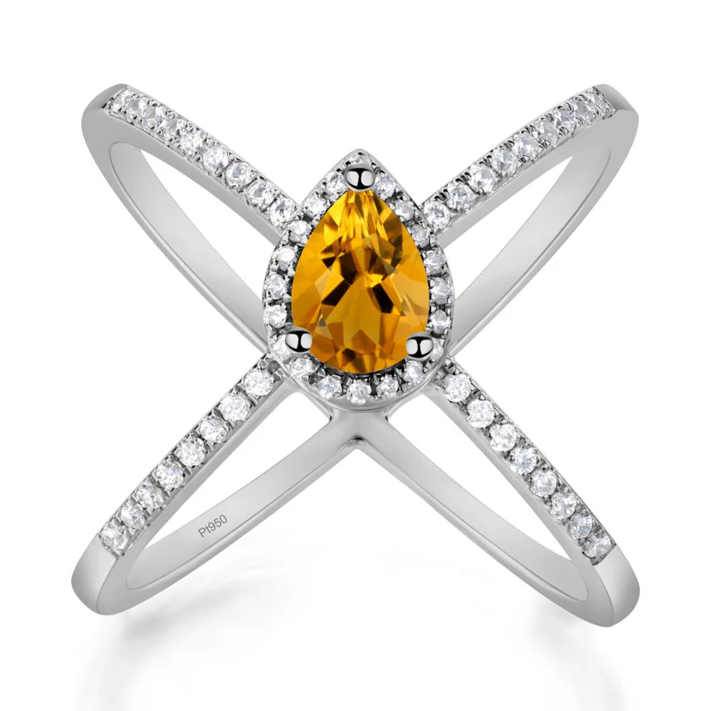 Pear Shaped Citrine Criss Cross Ring - Image 4