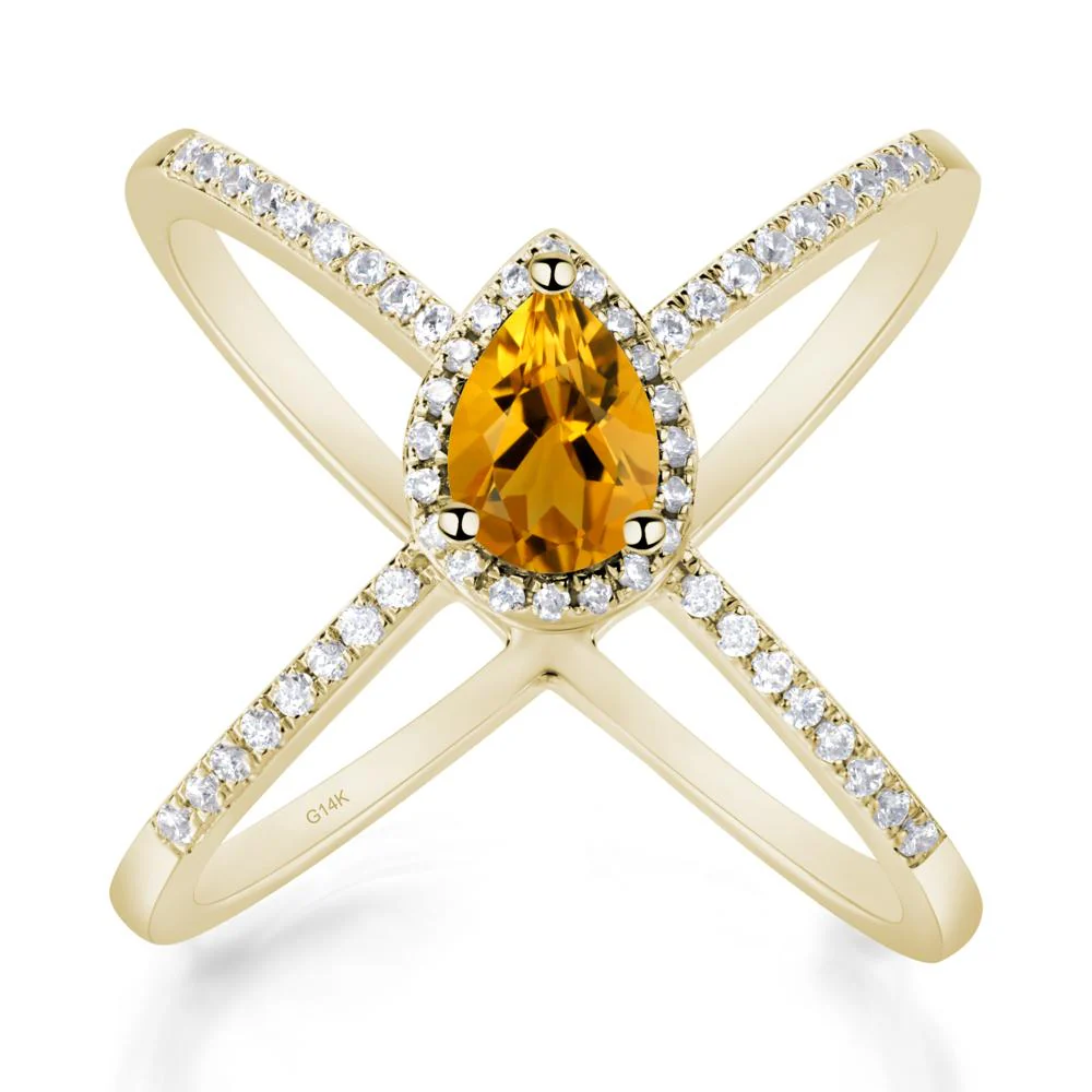 Pear Shaped Citrine Criss Cross Ring - Image 7
