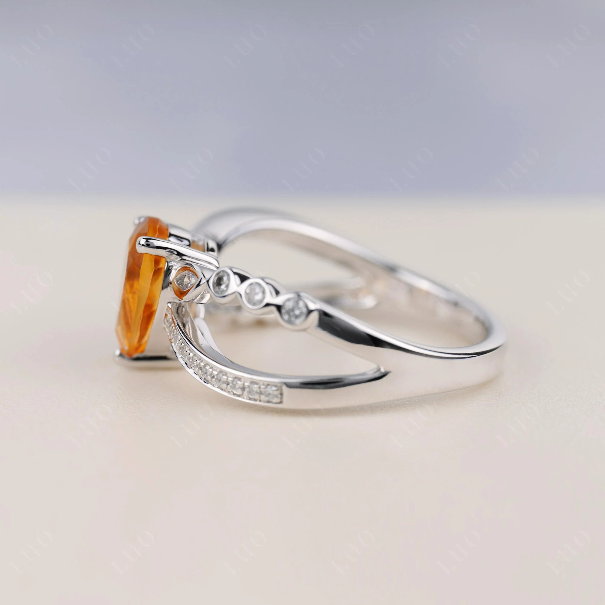 Pear Shaped Citrine Crossover Ring - Image 3