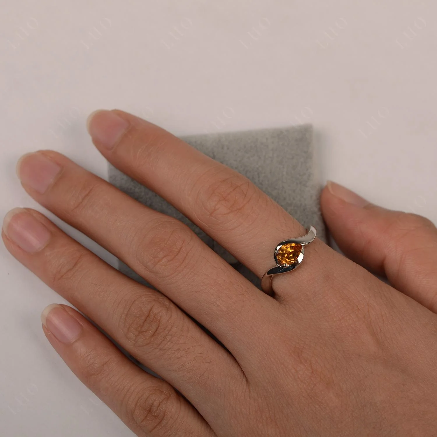 Citrine Pear Solitaire Ring - Image 12