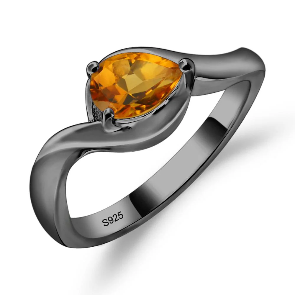 Citrine Pear Solitaire Ring - Image 3