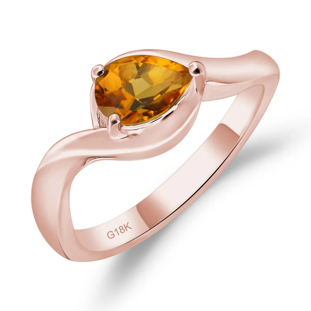 Citrine Pear Solitaire Ring - Image 9