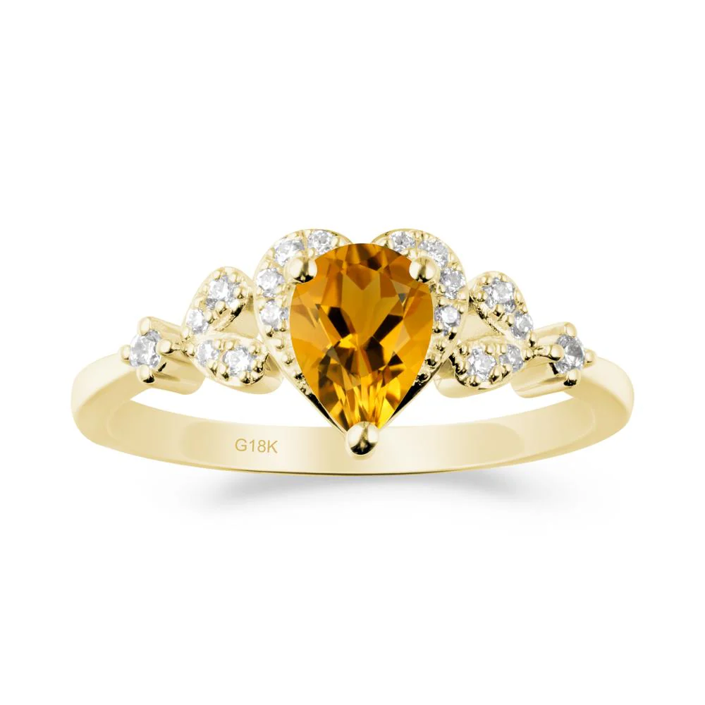 Pear Shaped Citrine Heart Ring - Image 5