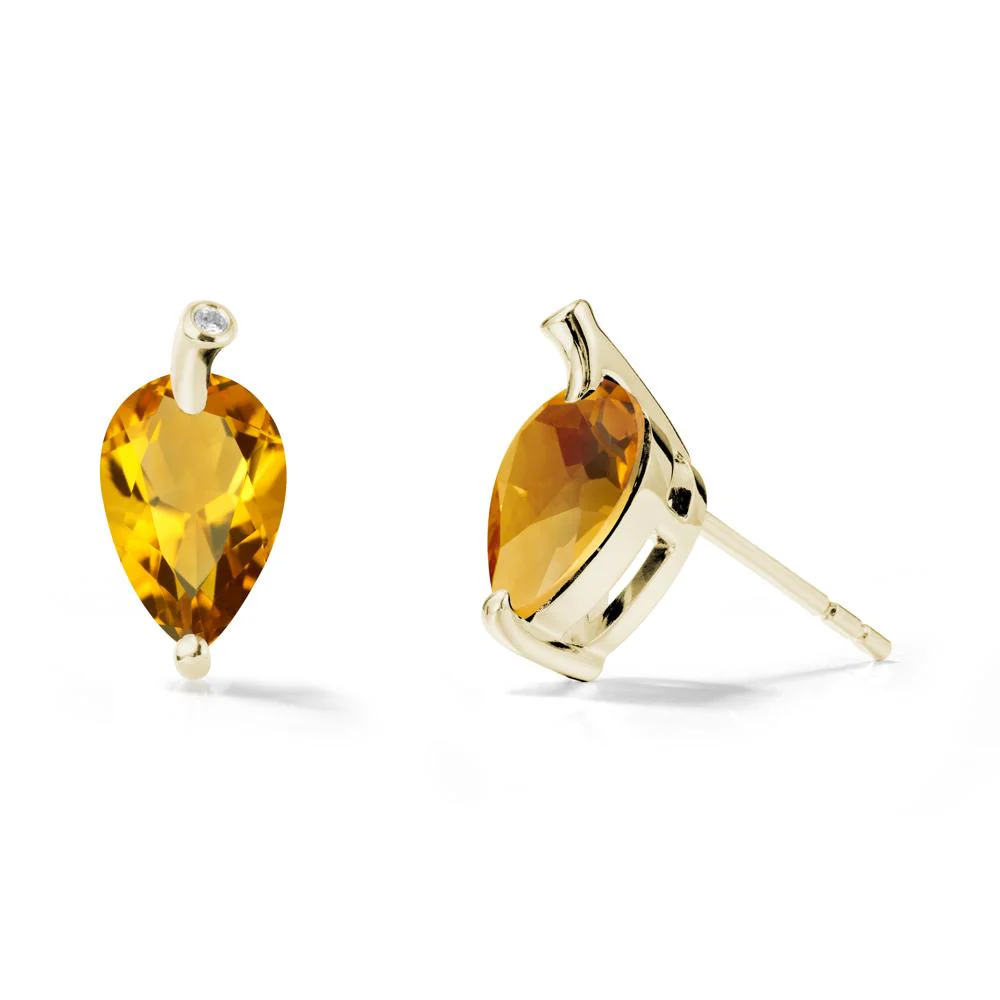 Pear Shaped Citrine Leaf Earrings - Image 4