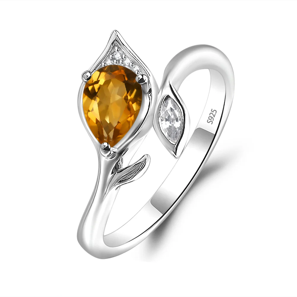 Citrine Leaf Design Ring
