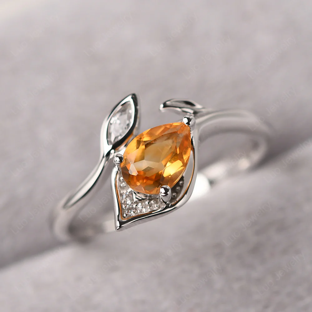Citrine Leaf Design Ring - Image 2