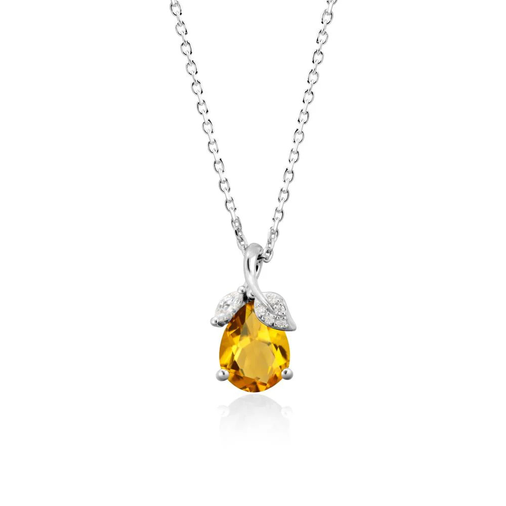 Pear Shaped Citrine Leaf Pendant Necklace - Image 6