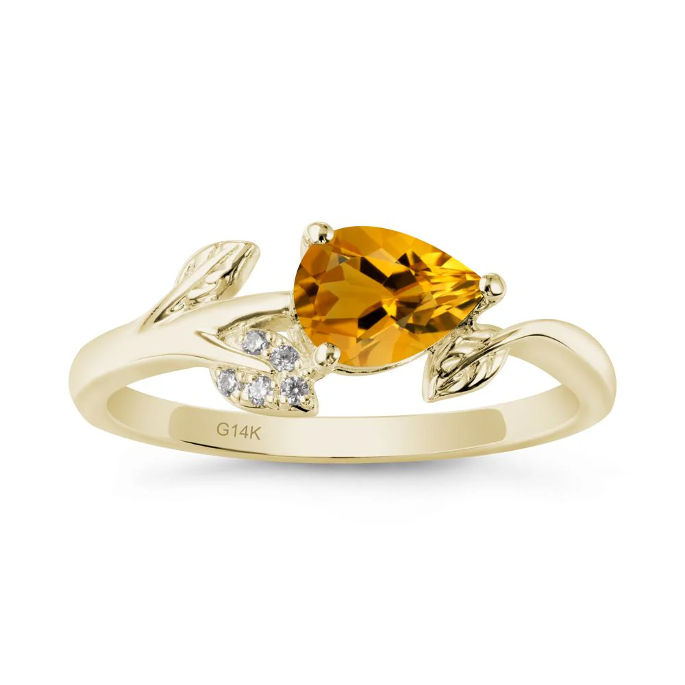 Pear Shaped Citrine Leaf Ring - Image 4