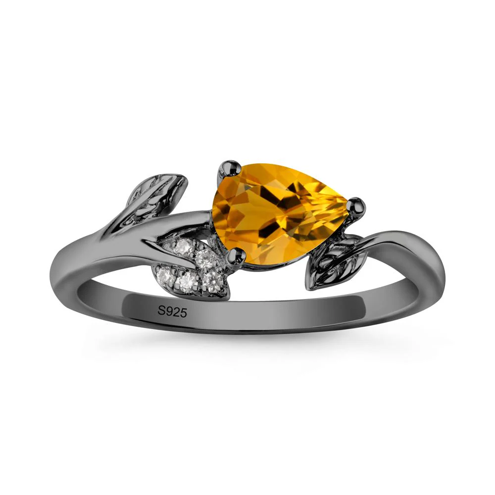 Pear Shaped Citrine Leaf Ring - Image 8