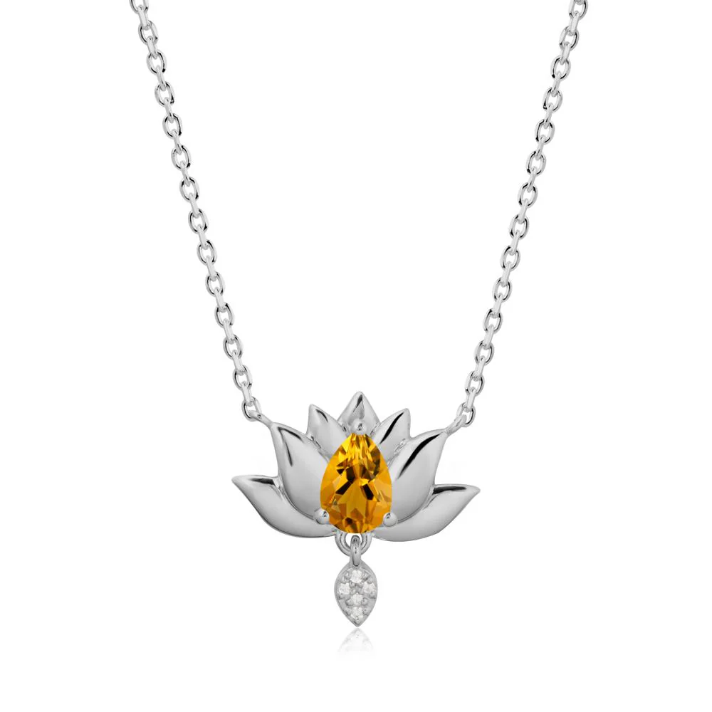Pear Shaped Citrine Lotus Flower Pendant - Image 8