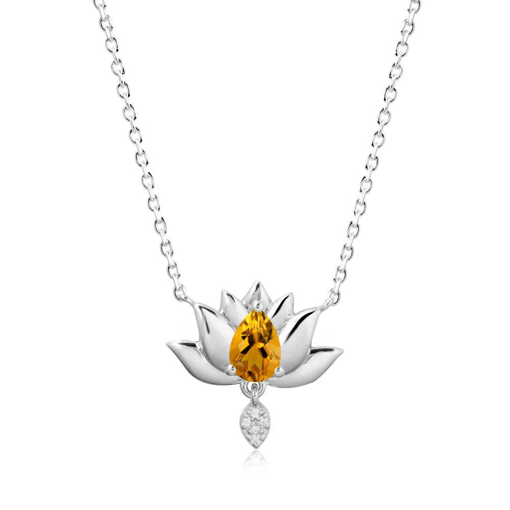 Pear Shaped Citrine Lotus Flower Pendant - Image 9