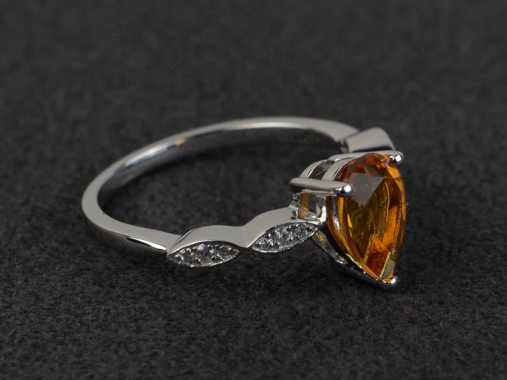Pear Shaped Citrine Ring - Image 2
