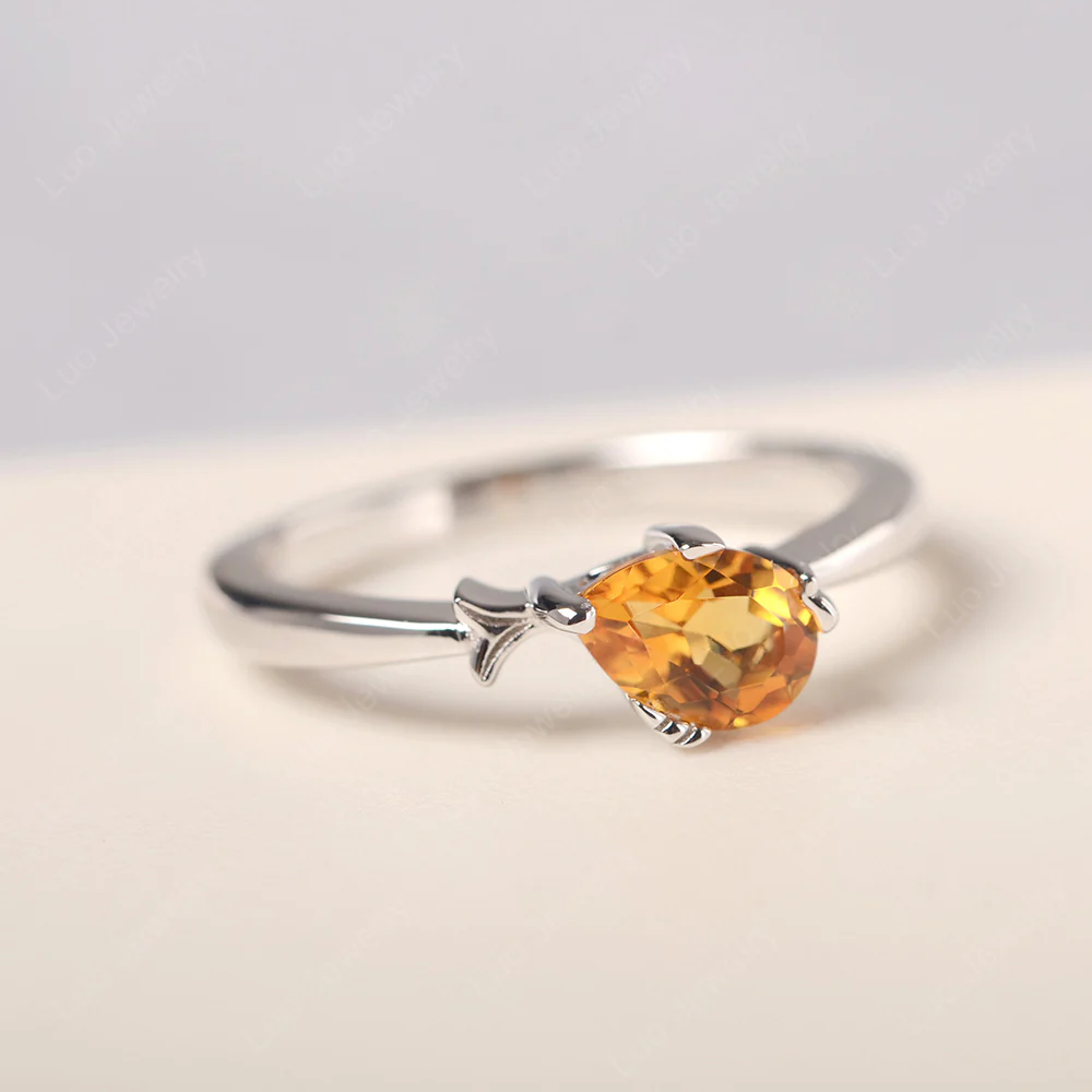 Pear Shaped Citrine Fish Ring - Image 2