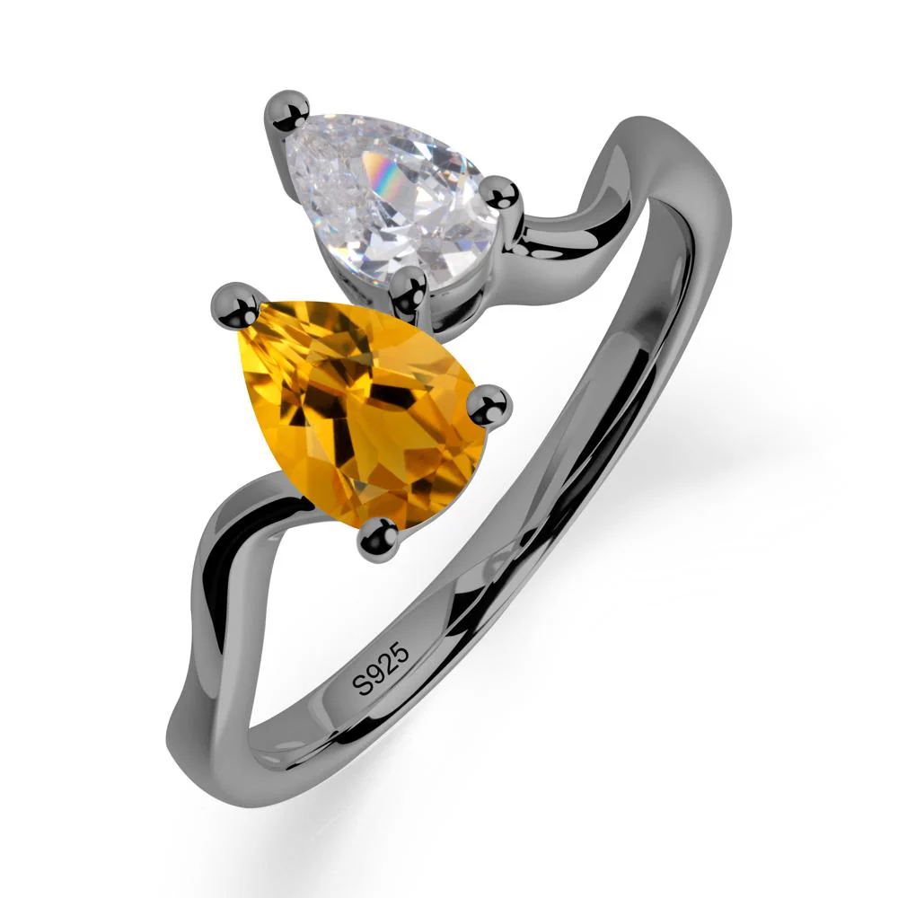 Pear Shaped Citrine Toi Et Moi Ring - Image 3