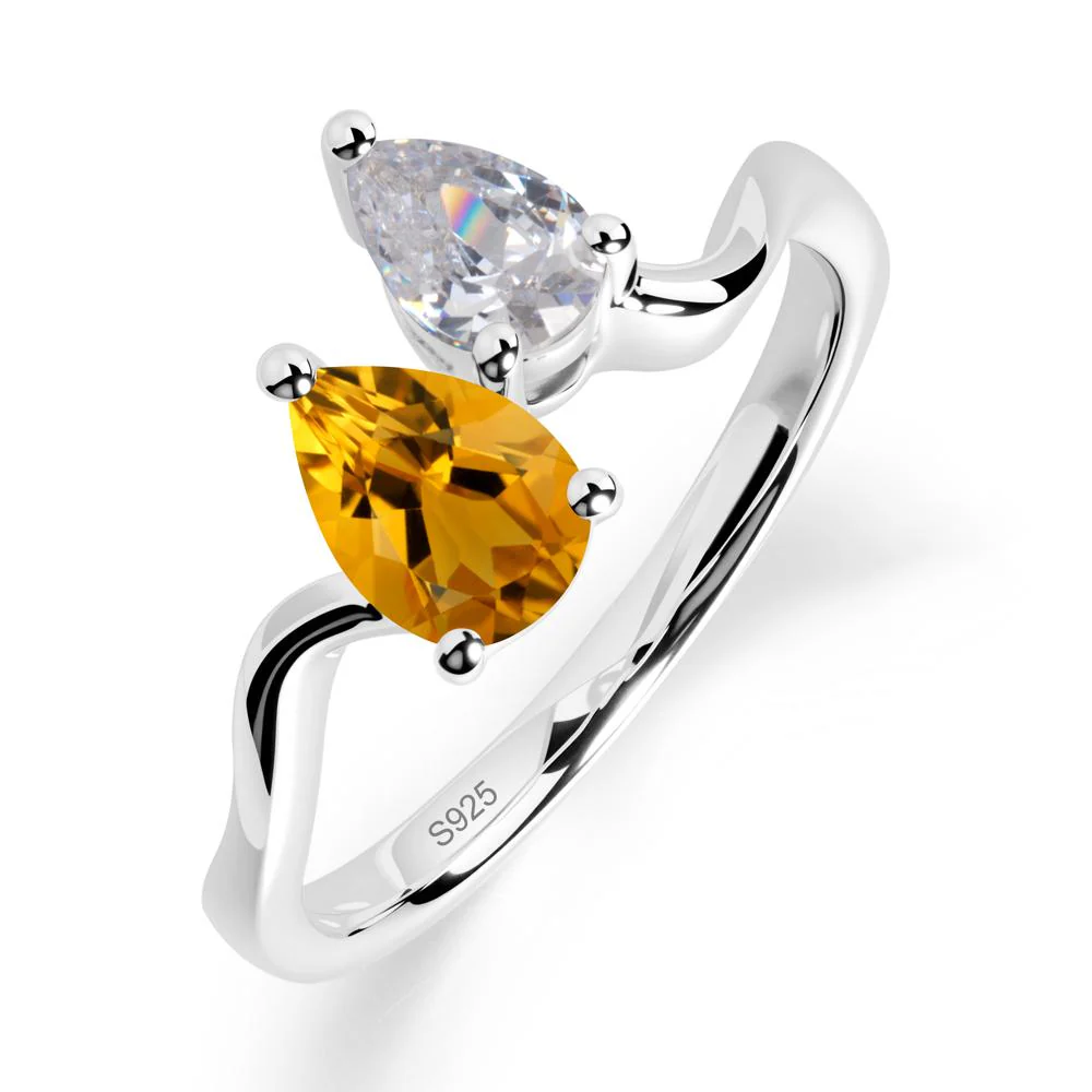 Pear Shaped Citrine Toi Et Moi Ring - Image 9