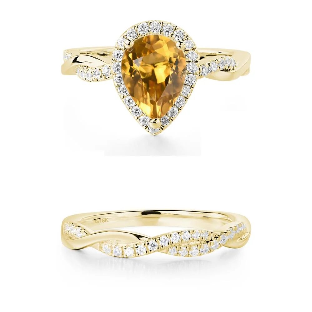 Pear Shaped Citrine Twisted Halo Ring - Image 17