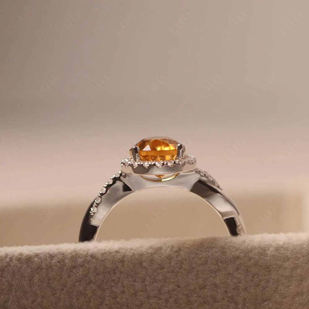 Pear Shaped Citrine Twisted Halo Ring - Image 32