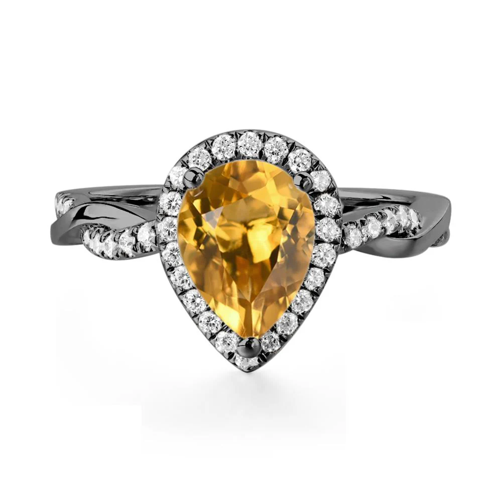 Pear Shaped Citrine Twisted Halo Ring - Image 6