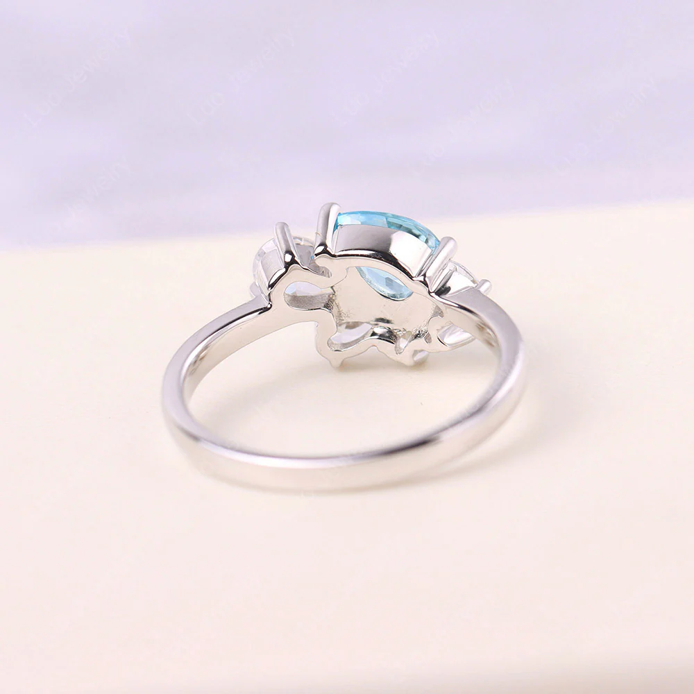Pear Shaped Cluster Swiss Blue Topaz Mothers Ring - Image 3