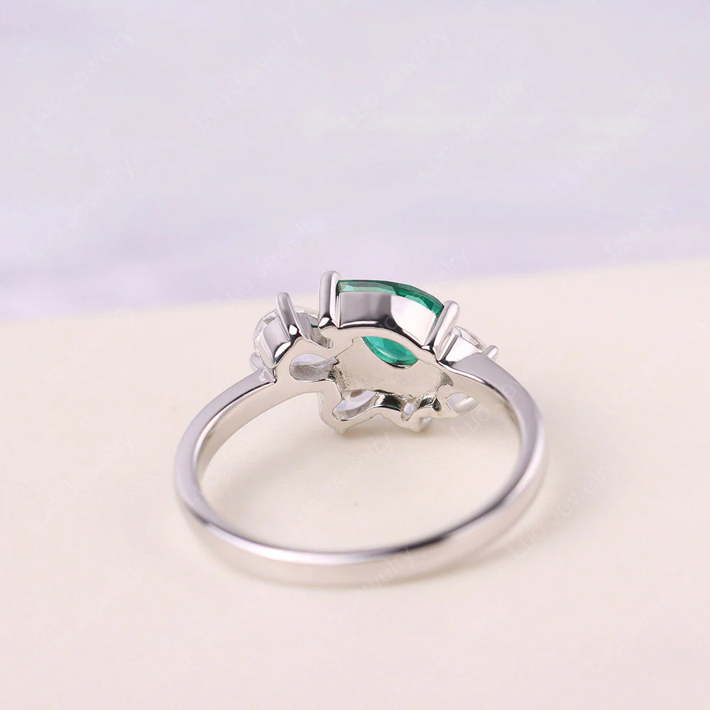 Pear Shaped Cluster Emerald Mothers Ring - Image 3