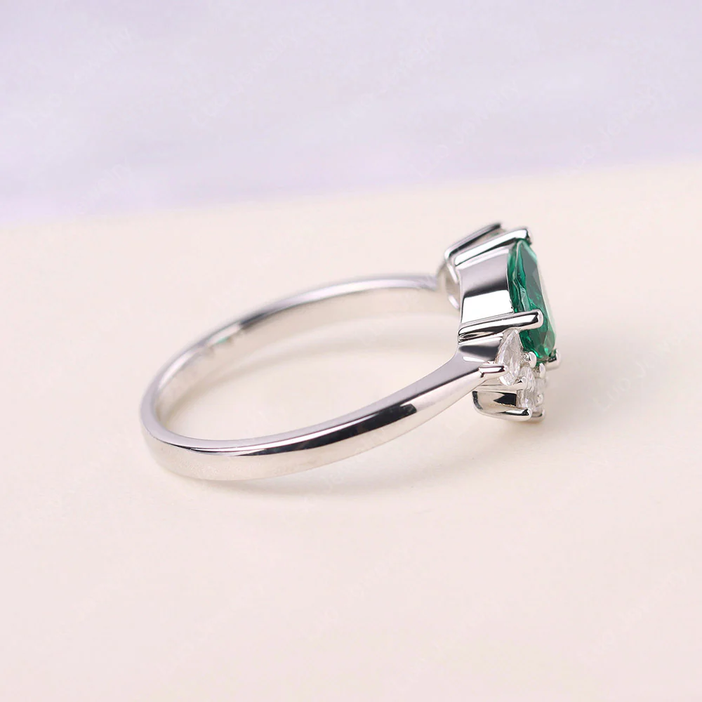 Pear Shaped Cluster Emerald Mothers Ring - Image 4