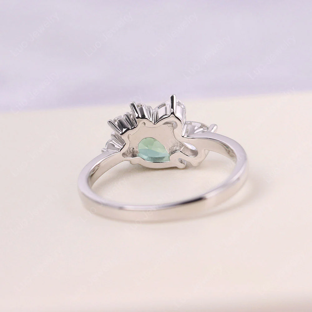 Pear Shaped Cluster Green Sapphire Mothers Ring - Image 3