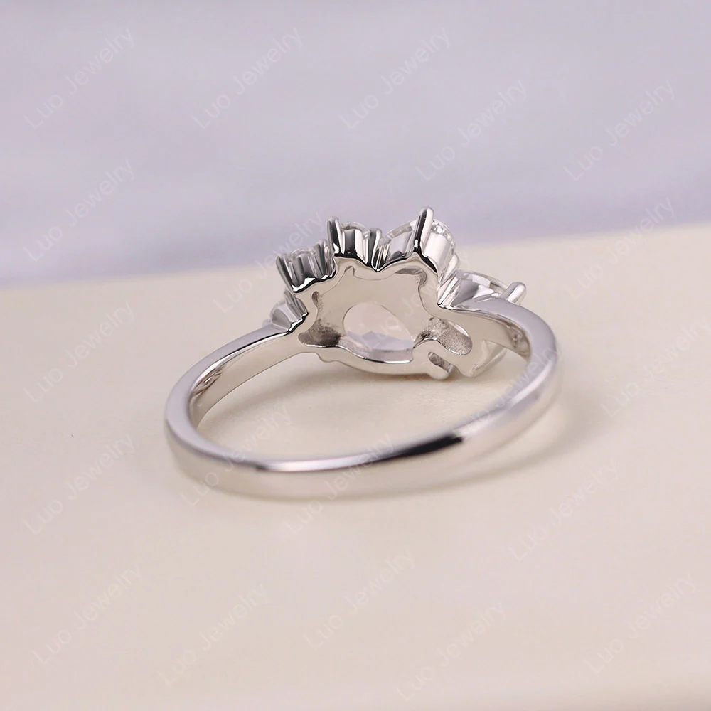 Pear Shaped Cluster Rose Quartz Mothers Ring - Image 3