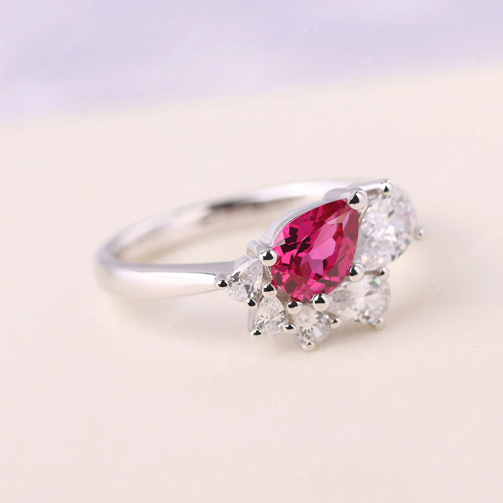 Pear Shaped Cluster Ruby Mothers Ring - Image 2