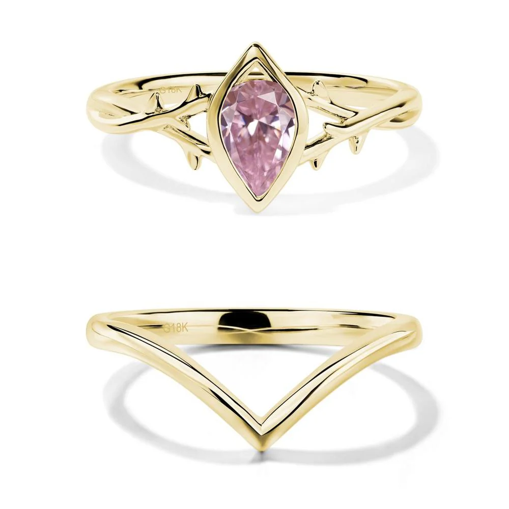 Pink Cubic Zirconia Twig Bezel Set Ring - Image 21
