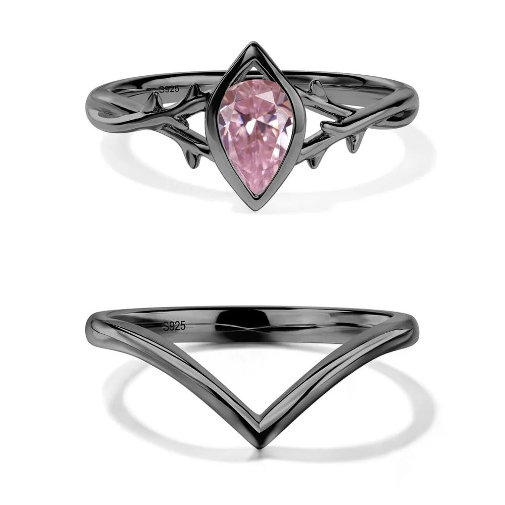 Pink Cubic Zirconia Twig Bezel Set Ring - Image 23