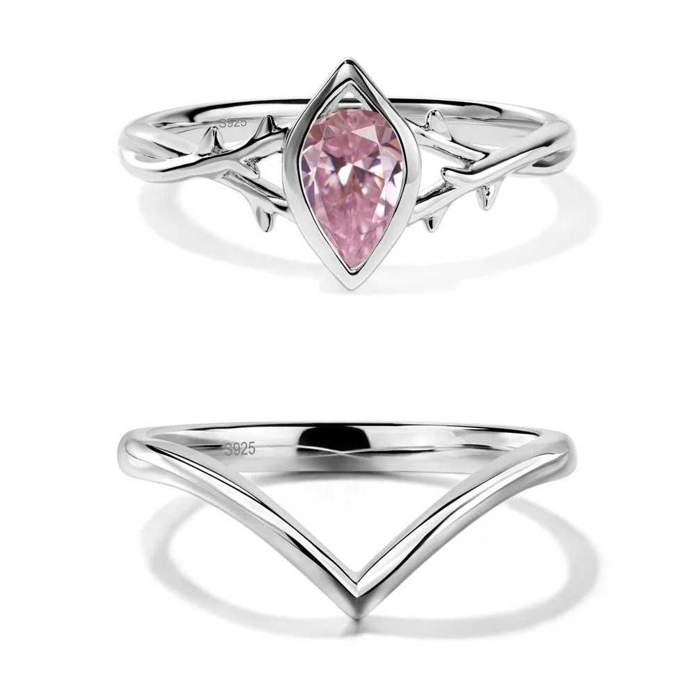 Pink Cubic Zirconia Twig Bezel Set Ring - Image 27