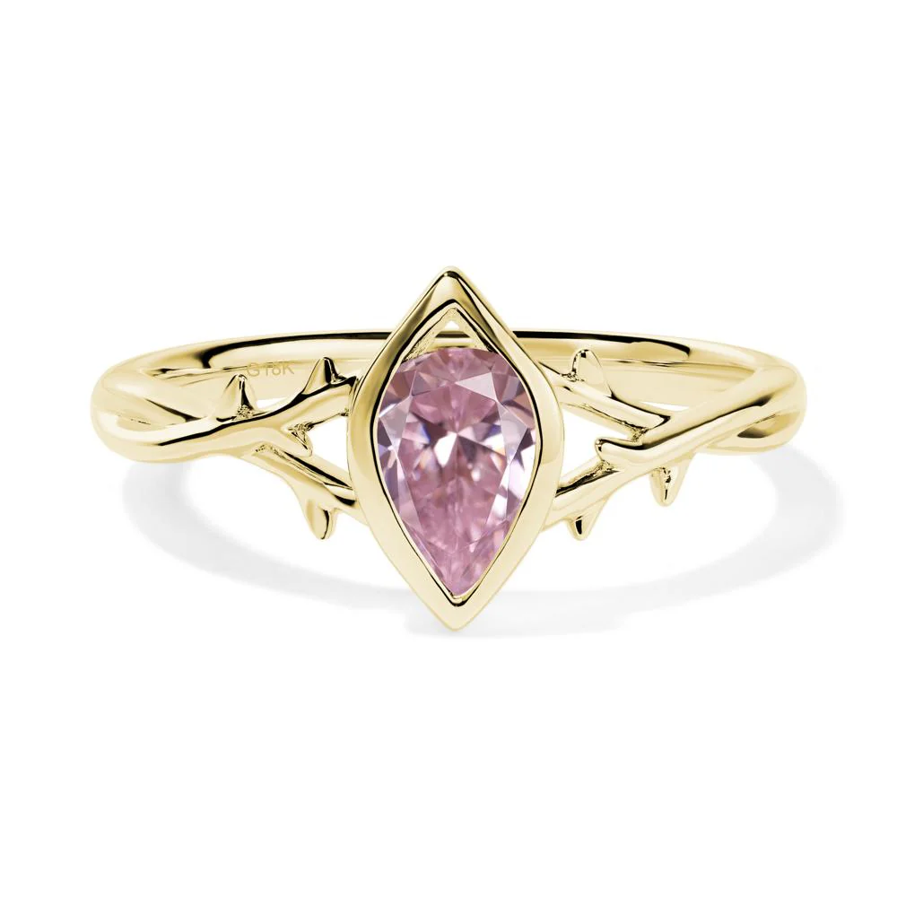 Pink Cubic Zirconia Twig Bezel Set Ring - Image 5