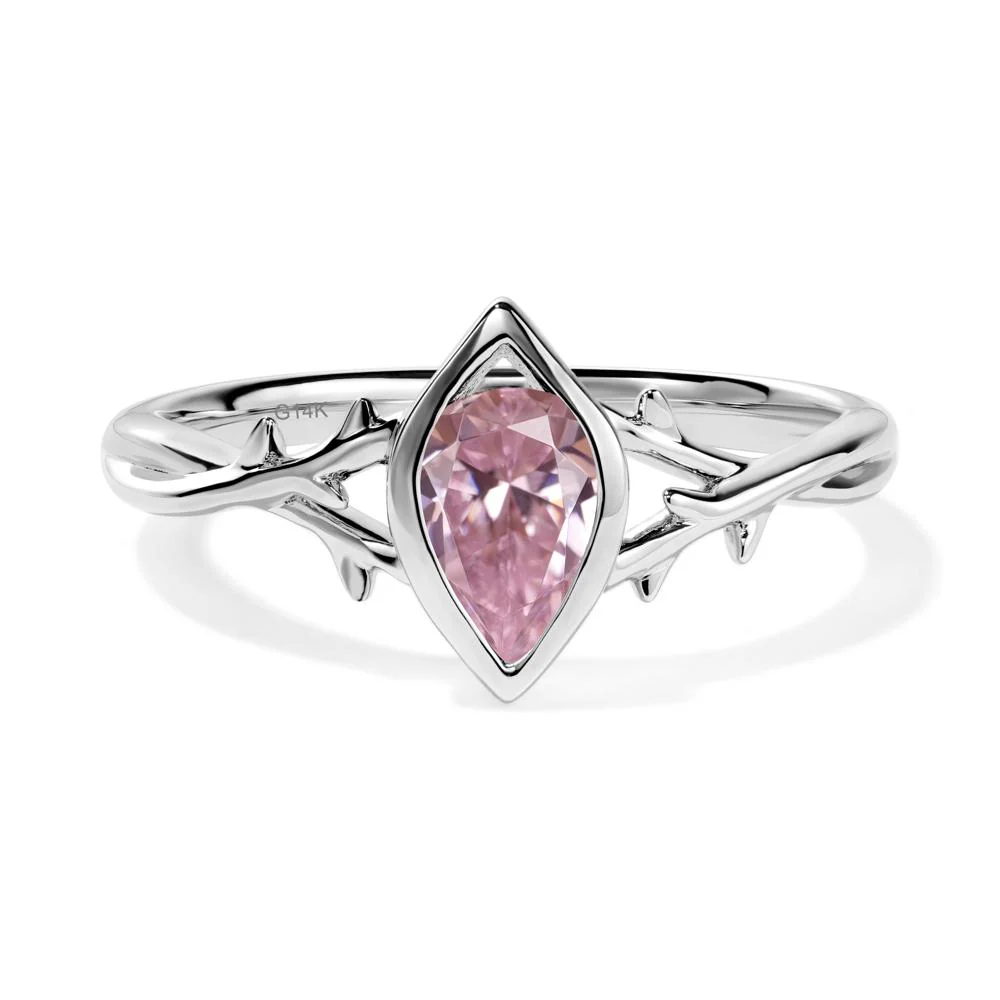 Pink Cubic Zirconia Twig Bezel Set Ring - Image 7