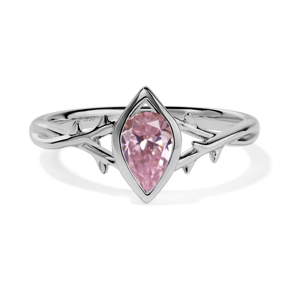 Pink Cubic Zirconia Twig Bezel Set Ring - Image 8